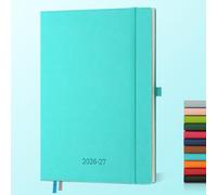 IN-LUXPRO Agenda 2026 2027: Agenda Semainier et Carnet de Notes Grande A4(29x21,5cm)18 Mois Scolaire Horizontal Planner(Du Juil.26 à Déc.27) - Couverture Rigide en PU Cuir, Papier 80g/m² Bleu clair