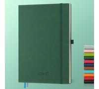 IN-LUXPRO Agenda 2026 2027: Agenda Semainier et Carnet de Notes Grande A4(29x21,5cm)18 Mois Scolaire Horizontal Planner(Du Juil.26 à Déc.27) - Couverture Rigide en PU Cuir, Papier 80g/m² Vert