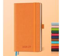 IN-LUXPRO Agenda 2026 2027: De poche Agenda Semainier et Carnet de Notes Petit A6(16,4x9,5cm)18 Mois Scolaire Planner(Du Juil.26 à Déc.27) - Couverture Rigide en PU Cuir, Papier 80g/m² Orange