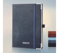 IN-LUXPRO Agenda 2026 2027: Haut de gamme Agenda Semainier et Carnet de Notes A5(21,9x16,2 cm)18 Mois Scolaire Horizontal Planner(Du Juil.26 à Déc.27), Couverture PU luxe brodée, Bleu marine