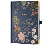 IN-LUXPRO Agenda 2026 2027: Haut de gamme Agenda Semainier et Carnet de Notes A5(21,9x16,2 cm)18 Mois Scolaire Vertical Planner(Du Juil.26 à Déc.27), Couverture Rigide Fleur 3D, Vert