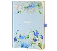 IN-LUXPRO Agenda 2026 2027: Haut de gamme Agenda Semainier et Carnet de Notes A5(21,9x16,2 cm)18 Mois Scolaire Vertical Planner(Du Juil.26 à Déc.27), Couverture Rigide Fleur 3D, Bleu ciel