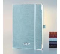 IN-LUXPRO Agenda 2026 2027: Haut de gamme Agenda Semainier et Carnet de Notes A5(21,9x16,2 cm)18 Mois Scolaire Horizontal Planner(Du Juil.26 à Déc.27), Couverture PU luxe brodée, Bleu ciel
