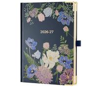 IN-LUXPRO Agenda 2026 2027: Haut de gamme Agenda Semainier et Carnet de Notes A5(21,9x16,2 cm)18 Mois Scolaire Vertical Planner(Du Juil.26 à Déc.27), Couverture Rigide Fleur 3D, Bleu