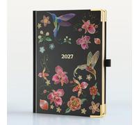 IN-LUXPRO Agenda 2027: Haut de gamme Agenda Semainier et Carnet de Notes | Vertical A5 (21,9 x 16,2 cm)12 Mois Planner (D'Jan 2027 à Déc 2027), Couverture Rigide, Motif Floral, Noir