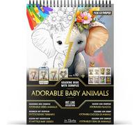 In Textu Livre de Coloriage Adulte Adorables Bébés Animaux, Papier 200 g/m² | Reliure spirale, A4, qualité premium, 30 dessins, 300 modèles couleur, pour crayons et marqueurs Acrylique|Alcool|Eau