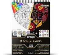 In Textu Livre de Coloriage Adulte Cœurs Amoureux, Papier 200 g/m² | Reliure spirale, A4, qualité premium, 30 dessins, 300 modèles couleur, pour crayons et marqueurs Acrylique|Alcool|Eau