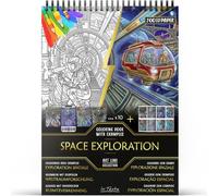 In Textu Livre de Coloriage Adulte Exploration Spatiale, Papier 200 g/m² | Reliure spirale, A4, qualité premium, 30 dessins, 300 modèles couleur, pour crayons et marqueurs Acrylique|Alcool|Eau