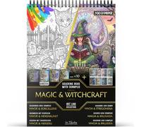 In Textu Livre de Coloriage Adulte Magie & Sorcellerie, Papier 200 g/m² | Reliure spirale, A4, qualité premium, 30 dessins, 300 modèles couleur, pour crayons et marqueurs Acrylique|Alcool|Eau