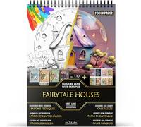 In Textu Livre de Coloriage Adulte Maisons Fantastiques, Papier 200 g/m² | Reliure spirale, A4, qualité premium, 30 dessins, 300 modèles couleur, pour crayons et marqueurs Acrylique|Alcool|Eau