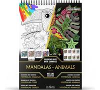 In Textu Livre de Coloriage Adulte Mandalas Animaux, Papier 200 g/m² | Reliure spirale, A4, qualité premium, 30 dessins, 300 modèles couleur, pour crayons et marqueurs Acrylique|Alcool|Eau