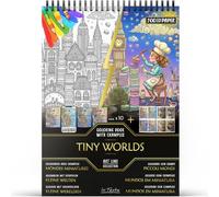 In Textu Livre de Coloriage Adulte Mondes Miniatures, Papier 200 g/m² | Reliure spirale, A4, qualité premium, 30 dessins, 300 modèles couleur, pour crayons et marqueurs Acrylique|Alcool|Eau