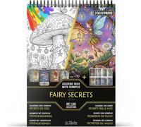 In Textu Livre de Coloriage Adulte Secrets de Fées, Papier 200 g/m² | Reliure spirale, A4, qualité premium, 30 dessins, 300 modèles couleur, pour crayons et marqueurs Acrylique|Alcool|Eau