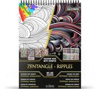 In Textu Livre de Coloriage Adulte Zentangle Ondulations, Papier 200 g/m² | Reliure spirale, A4, qualité premium, 30 dessins, 300 modèles couleur, pour crayons et marqueurs Acrylique|Alcool|Eau