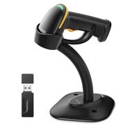 Inateck BCST-35_BLACK Lecteur Code Barre 2D CMOS Portable Bluetooth/USB, Scan 40cm, Batterie 2000mAh, ABS/PC/TPU, 205g, Noir/Jaune