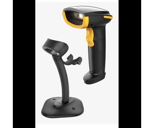 Inateck BCST-35_BLACK Lecteur Code Barre 2D CMOS Portable Bluetooth/USB, Scan 40cm, Batterie 2000mAh, ABS/PC/TPU, 205g, Noir/Jaune