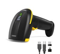 Inateck Lecteur Code Barre sans Fil avec écran, 1D 2D QR, Hyper 360 | Douchette Code Barre Compatible avec Bluetooth et 2,4 GHz sans Fil et USB, 2600 mAh, avec APP et SDK, pour Android iOS PC