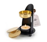 Incensera Brûleur d'Encens Doré Noir, Hauteur Réglable | Encensoir doré, résines et herbes, tamis, accessoire de fumage