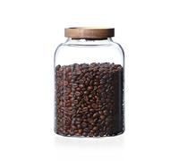 INCETUE Bocal de rangement en verre de 2000 ml avec couvercle en bois, empilable et transparent, avec couvercle hermétique en bambou pour nourriture, café, farine, sucre, spaghettis, cookies, thé