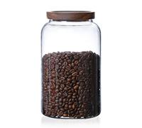 INCETUE Bocal en verre de 2500 ml avec couvercle, bocaux hermétiques, bocaux de rangement, contenant de rangement en bambou pour spaghettis, céréales, pâtes, thé, café, épices