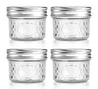 INCETUE Lot de 4 boîtes de rangement en verre transparent de 120 ml avec couvercle, petits bocaux à salade Mason à large goulot pour yaourt, céréales, fruits, collations, épices, sucre, café, bonbons,