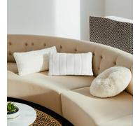 inchgrass Housses de Coussin Décoratif Blanc en Fausse Fourrure 30x50 cm - Lot de 2 Housses Luxe Duveteuses et Ultra Douces pour Canapé & Lit, Housses Déco Salon