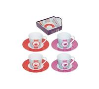 INCIDENCES Coffret 4 tasses à café Mini délices - En porcelaine - Dimensions tasse 6 x 5 cm - Diamètre soucoupe 12 cm