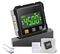 Inclinomètre numérique magnétique avec double laser et écran LED, base magnétique puissante sur 4 côtés, niveau d’angle rechargeable par USB, précision ±0,2° pour menuiserie et scie à onglets (A)