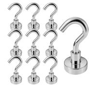 INCNMAD Crochets Magnétique 10 pièces 16 mm Néodyme Crochet Aimanté Puissant Crochet Magnetique, Support Magnétique Rond pour Camping Garage Cuisine Bureau Réfrigérateur Plafond Argent