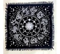 INDACORIFY Nappe d'autel avec franges, alter, tarot, sorcière, 45,7 x 45,7 cm (constellation du zodiaque argenté)