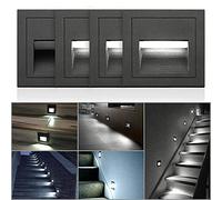 INDARUN 3W LED Applique Encastré Murale, Blanc Froid IP65 étanche Lumières d'escalier, Lumières de marche, Aluminium, Décoration Éclairage Extérieur Intérieur