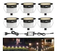 INDARUN Lampe au Sol Spot Encastrable 1W Blanc Chaud étanche IP67 Ø45mm - éclairage pour terrasse, patio, chemin, mur, jardin, décoration, intérieur et extérieur (6 pièces)
