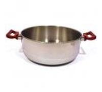 Inde - Casserole Basse s/couvercle Poignée Rouge 24 cm Acier Inox