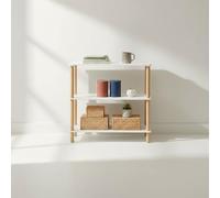 INDE MOBLEKIT | Bibliothèque en Bois Blanc Mat, 3 Niveaux, 80×35×75 cm, compacte pour Livres et Objets de décoration, de Rangement pour la Maison, Design Pratique et Montage sans vis