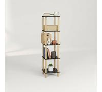 INDE MOBLEKIT | Bibliothèque étroite en Bois, Noir Mat, 5 Niveaux, 35 × 35 × 138 cm, Verticale pour Livres et Objets de décoration, Table d'appoint pour Salon ou entrée, Montage sans vis