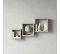 INDE MOBLEKIT | Ensemble de 3 étagères murales carrées flottantes, Couleur Bois, 30 x 27 x 24 cm, sans perçage, Style Moderne, pour la Maison et Le Bureau.