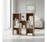 INDE MOBLEKIT | Étagère cubique à 9 Compartiments, 91,2 x 29,7 x 91,2 cm, bibliothèque modulaire en chêne, étagère en Bois, Meuble de Rangement idéal pour la Chambre ou la Cuisine