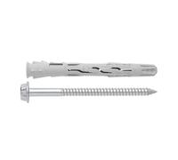 Index Fixing Systems T-NUX E - Lot de 50 chevilles universelles haute efficacité à tête hexagonale revêtement en zinc et nylon, TNUXE08100