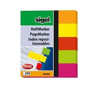 Sigel Marque-pages repositionnables Fluo 50 x 20 mm 200 feuilles