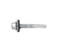 INDEX Vis à poutre autoperceuse tête hexagonale avec rondelle Acier EPDM - Pointe foreuse nº 5 - Zingué 5,5 x 60 P16 - Boite de 250 - Vis, pointes, boulons
