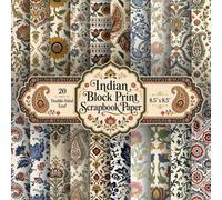 Indian Block Print Scrapbook Paper: 20 Double-Sided Sheets, 20 Unique Designs, 8.5" x 8.5" Decorative Craft Pad Featuring Traditional Floral, Paisley, ... for Junk Journals, Decoupage and Card Making