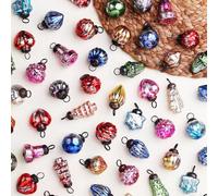 IndianShelf Lot de 25 Décorations de Noël en Verre Vieilli - Vintage Rétro pour Sapin - Mini Boules Multicolores (GSET-598)