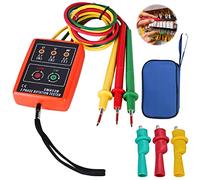 Indicateur rotatif Testeur Détecteur de métaux : testeur de phase Appareil de mesure du champ rotatif AC 60 V ~ 600 V, pince-courant pour test de rotation 3 phases avec affichage sonore