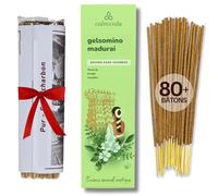 Indienne Batonnets Encens Jasmin Floral- (80 batonnets d'encens) Baton encens Naturel sans Charbon, fabriqués à partir de Fleurs recy s | Non Toxiques | fruité mais crémeux, Vert Riche et décadent