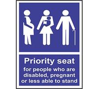 Indigos UG - Autocollant - Sécurité - avertissement - Lot de Lot de 5 - Assise prioritaire pour les personnes handicapés, enceinte ou moins Permet au support des Signes - Self adhésif autocollant