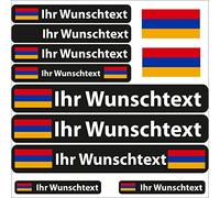 INDIGOS UG® Lot de 13 Autocollants pour nom - Drapeau Lisse - Arménie - 13 Autocollants pour Drapeau - avec nom & Texte souhaité - Vélo, Voiture, Moto, personnalisé