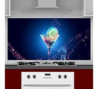 INDIGOS UG Plaque arrière de cuisine pour carrelage - Cocktail - 120 x 50 cm - Protection anti-éclaboussures en aluminium composite résistant à la chaleur - Paroi arrière de cuisine moderne facile à