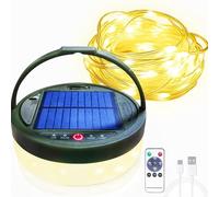 Indmird Guirlande Lumineuse de Camping, 12M Guirlande Lumineuse Camping Solaire Extérieur et Intérieur, 3600mAh Rechargeable Guirlande Lumineuse Escamotable pour Camping, Cour, Jardin,Randonné, Noël