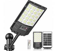 Indmird Lampadaire Solaire Exterieur, 6500K Puissant Lampe Solaire Extérieure avec Détecteur de Mouvement, Télécommande, IP66 Étanche Solaires Projecteur LED Extérieur pour Jardin Garage Parking