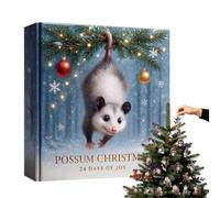 Indoor 2026 Christmas, Countdown Calendar 2D, Flat Keepsake Decoration | Count Down Opossum Animal Ornaments Set Party Tree Door Mantel Windowsill Collectors Pet Lovers